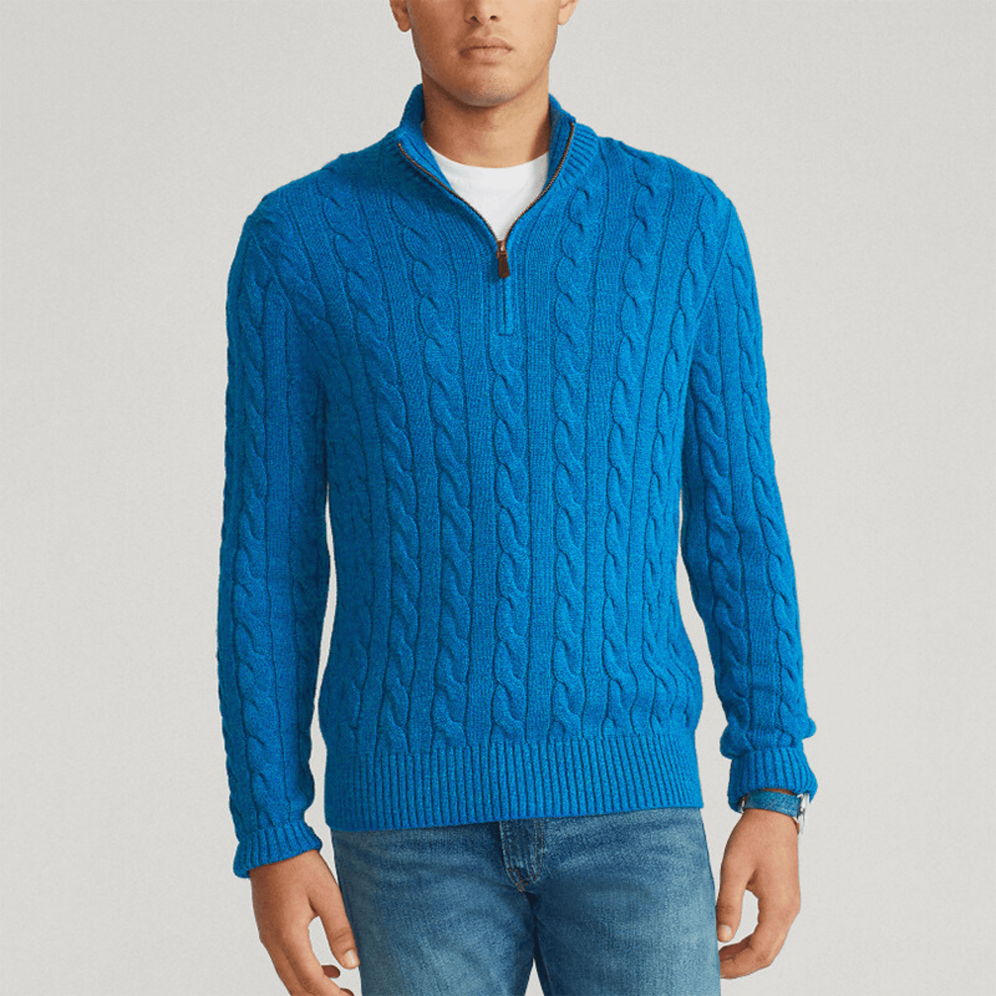 CableKnit Quarter-Zip Sweater