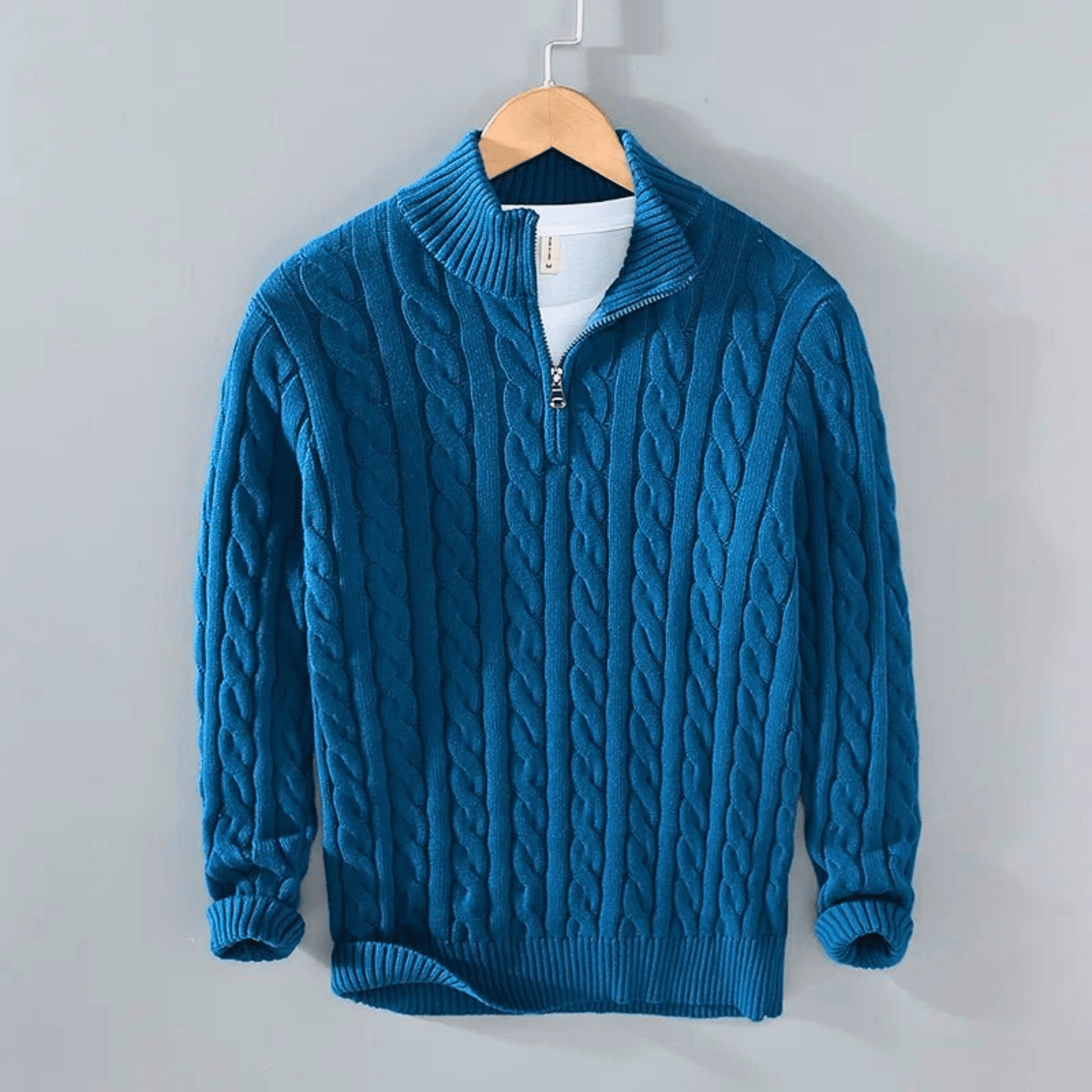 CableKnit Quarter-Zip Sweater