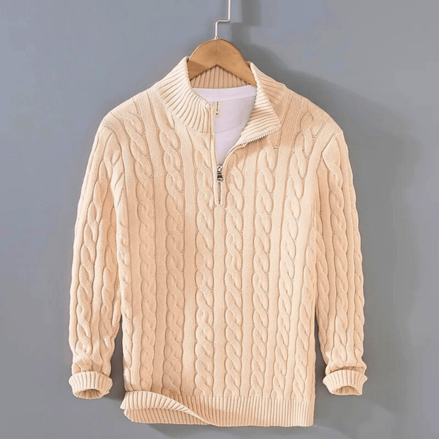 CableKnit Quarter-Zip Sweater